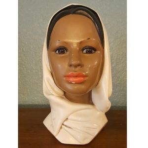 Vintage Marwal lady head bust w/ white head scarf